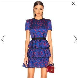SELF-PORTRAIT Tiered Printed Mini Dress